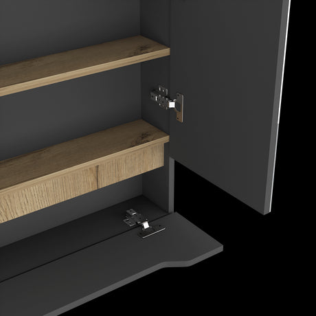 Gabinete de Baño Rectangular Laurent Plomo y Duna 60x62cm Con Espejo y Dos Entrepaños - GABINETES DE BANHO | Bylmo