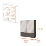 Gabinete de Baño Rectangular Laurent Plomo y Duna 60x62cm Con Espejo y Dos Entrepaños - GABINETES DE BANHO | Bylmo