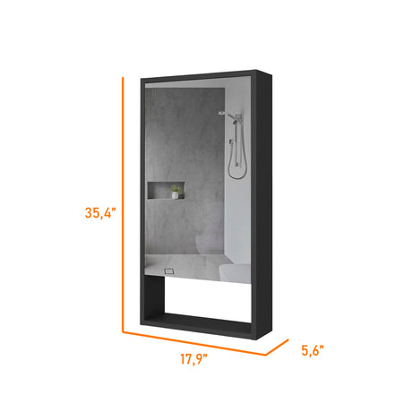 Gabinete de Baño Rectangular Mariana Wengue 45.5x90cm Con Espejo y Dos Entrepaños - GABINETES DE BANHO | Bylmo