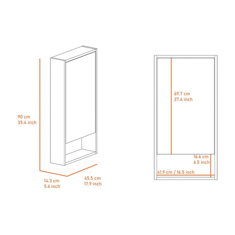 Gabinete de Baño Rectangular Mariana Wengue 45.5x90cm Con Espejo y Dos Entrepaños - GABINETES DE BANHO | Bylmo