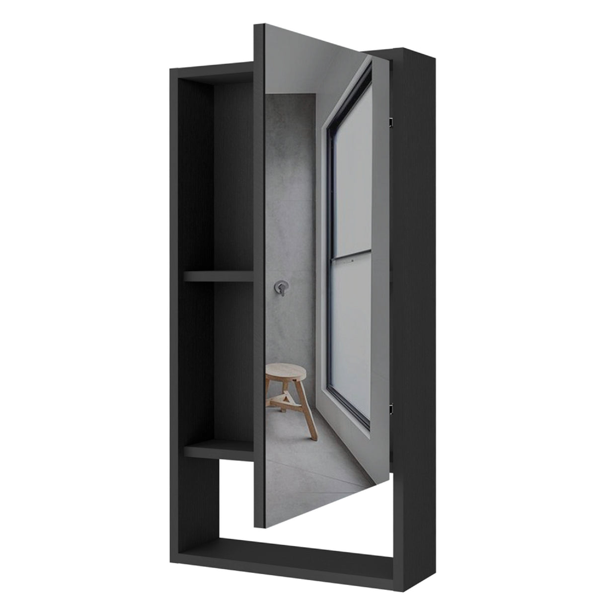 Gabinete de Baño Rectangular Mariana Wengue 45.5x90cm Con Espejo y Dos Entrepaños - GABINETES DE BANHO | Bylmo