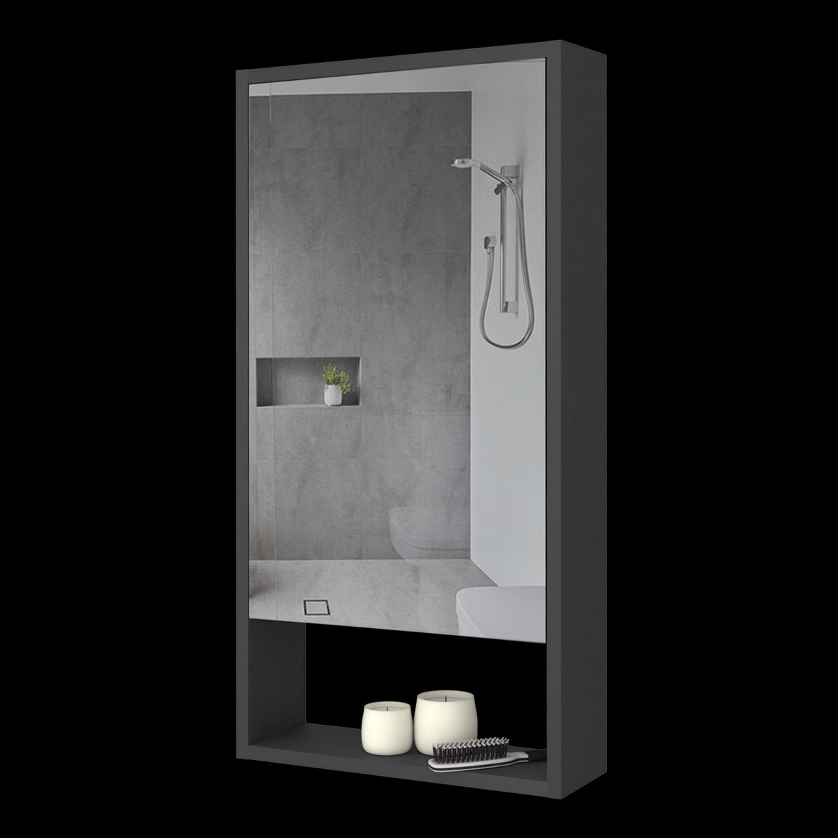 Gabinete de Baño Rectangular Mariana Wengue 45.5x90cm Con Espejo y Dos Entrepaños - GABINETES DE BANHO | Bylmo