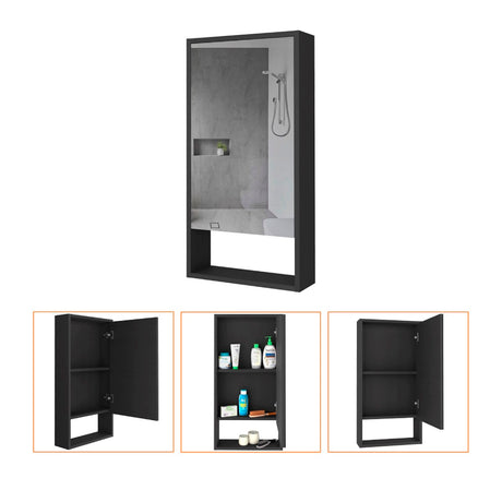 Gabinete de Baño Rectangular Mariana Wengue 45.5x90cm Con Espejo y Dos Entrepaños - GABINETES DE BANHO | Bylmo