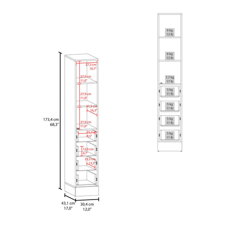 Torre de Baño Vanguard Rovere y Blanco 30.4x173.45cm Con Patas - MUEBLES DE ASEO Y ROPAS | Bylmo