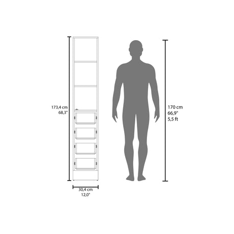 Torre de Baño Vanguard Rovere y Blanco 30.4x173.45cm Con Patas - MUEBLES DE ASEO Y ROPAS | Bylmo