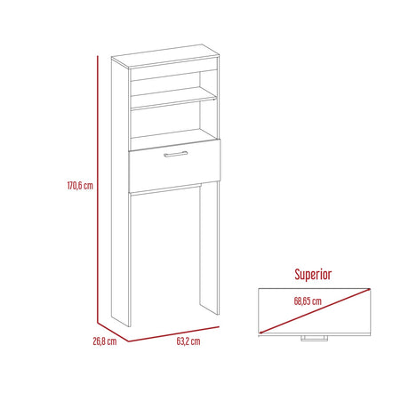 Organizador de Baño Manchester Wengue 63.2x170.6cm Con Patas y Dos Entrepaños - OTROS MUEBLES PARA BANHO | Bylmo