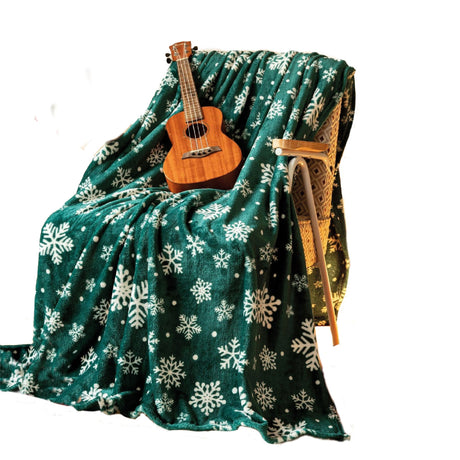 Cobija Christmas Copos De Nieve Verde 180x200cm Muy Suave y Ligera - COBIJAS Y MANTAS | Bylmo