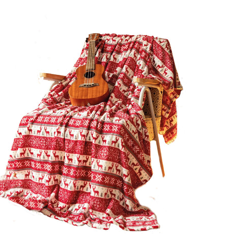 Cobija Christmas Renos Rojo Y Blanco 180x200cm Muy Suave y Ligera - COBIJAS Y MANTAS | Bylmo