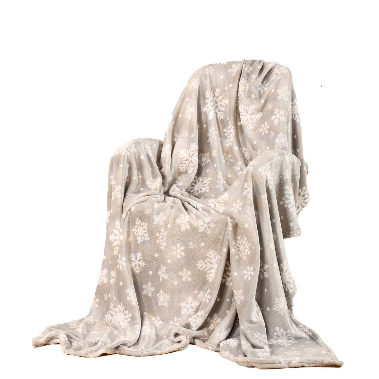 Cobija Christmas Copos De Nieve Gris 180x200cm Muy Suave y Ligera - COBIJAS Y MANTAS | Bylmo