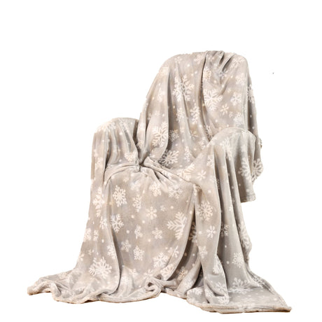 Cobija Christmas Copos De Nieve Gris 200x230cm Muy Suave y Ligera - COBIJAS Y MANTAS | Bylmo