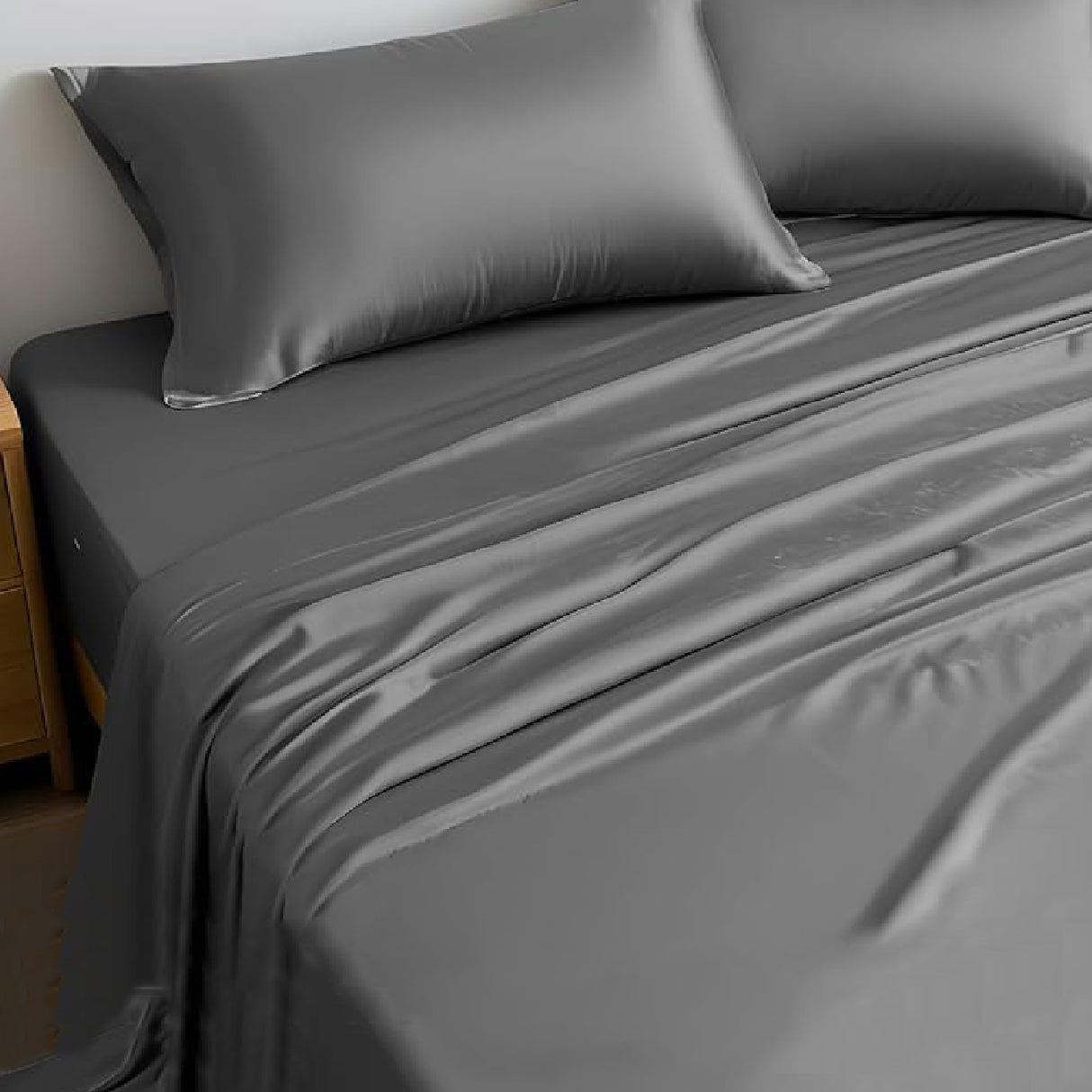 Sabana Bamboo Gris Claro 220x220cm Fondo Entero de 400 Hilos - SABANAS | Bylmo