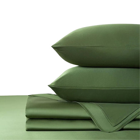 Sabana Bamboo Verde Oliva 180x200cm Fondo Entero de 400 Hilos - SABANAS | Bylmo