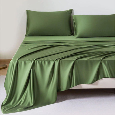 Sabana Bamboo Verde Oliva 220x220cm Fondo Entero de 400 Hilos - SABANAS | Bylmo