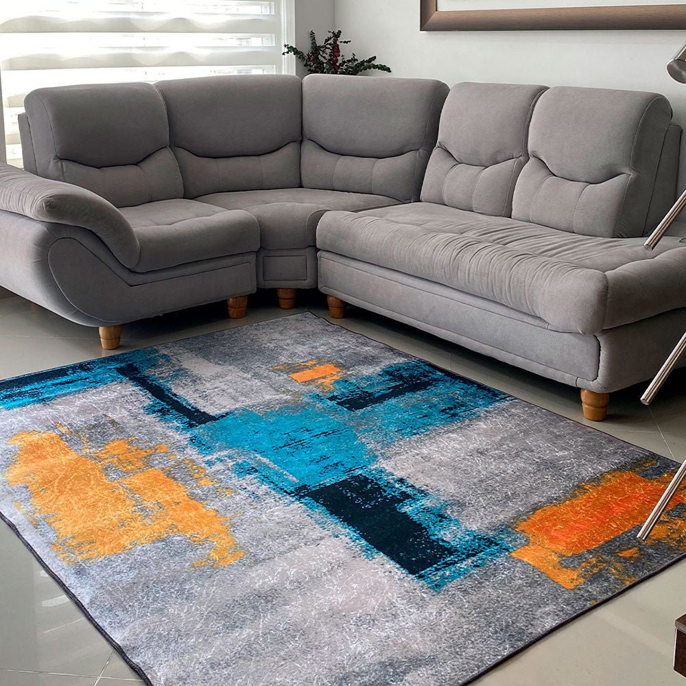 Tapete de Sala Persa Azul 200x150cm de Figuras Abstractas Modernas - TAPETES Y ALFOMBRAS | Bylmo