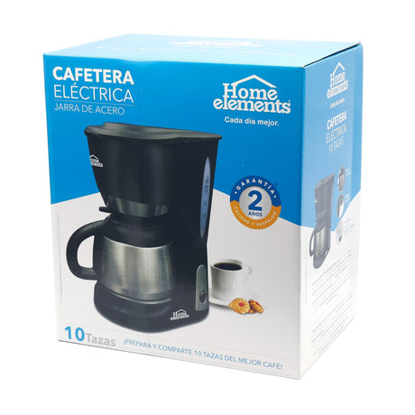 Cafetera Eléctrica Negro y Plateado 19x30cm Con Sistema Antigoteo Para 10 Tazas - CAFETERAS ELECTRICAS | Bylmo