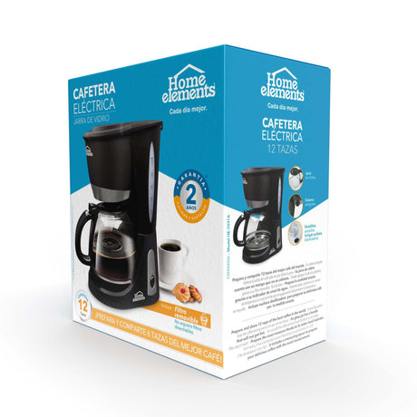 Cafetera Eléctrica Negro y Plateado 19x30cm Con Sistema Antigoteo Para 12 Tazas - CAFETERAS ELECTRICAS | Bylmo