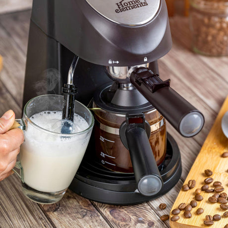 Cafetera Eléctrica Espresso Negro y Plateado 19x16.5cm Con Sistema Antigoteo y Boquilla de Vapor Para 2 Tazas - CAFETERAS ELECTRICAS | Bylmo