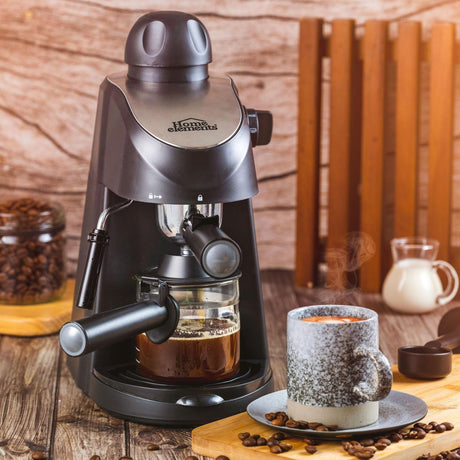 Cafetera Eléctrica Espresso Negro y Plateado 19x16.5cm Con Sistema Antigoteo y Boquilla de Vapor Para 2 Tazas - CAFETERAS ELECTRICAS | Bylmo