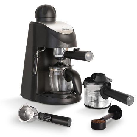 Cafetera Eléctrica Espresso Negro y Plateado 19x16.5cm Con Sistema Antigoteo y Boquilla de Vapor Para 2 Tazas - CAFETERAS ELECTRICAS | Bylmo