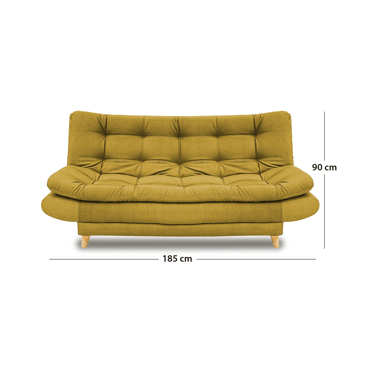 Sofacama Damasco Mostaza 185x40cm De Cuatro Puestos Reclinable Con 2 Cojines Decorativos - SOFAS Y POLTRONAS | Bylmo