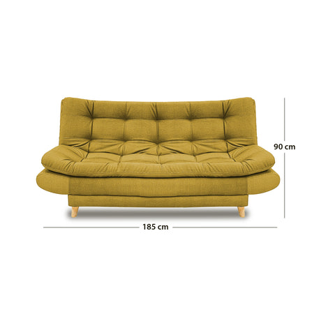 Sofacama Damasco Mostaza 185x40cm De Cuatro Puestos Reclinable Con 2 Cojines Decorativos - SOFAS Y POLTRONAS | Bylmo