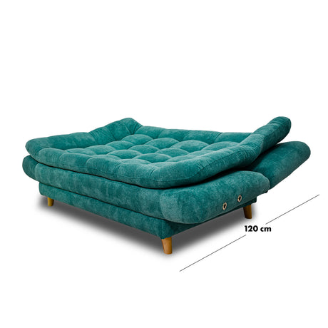 Sofacama Damasco Turquesa 185x40cm De Cuatro Puestos Reclinable - SOFAS Y POLTRONAS | Bylmo