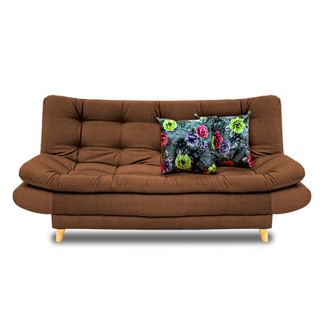 Sofacama Damasco Cafe Oscuro 185x40cm De Cuatro Puestos Reclinable Con 2 Cojines Decorativos - SOFAS Y POLTRONAS | Bylmo