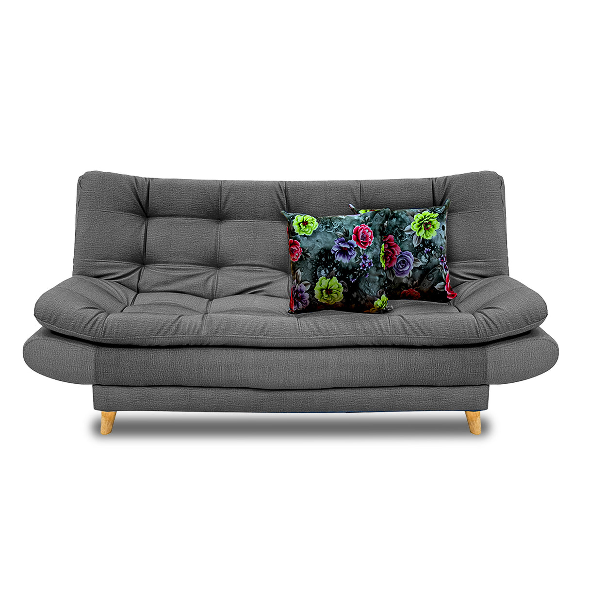 Sofacama Damasco Gris Oscuro 185x40cm De Cuatro Puestos Reclinable Con 2 Cojines Decorativos - SOFAS Y POLTRONAS | Bylmo