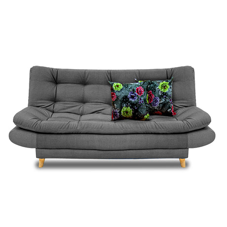 Sofacama Damasco Gris Oscuro 185x40cm De Cuatro Puestos Reclinable Con 2 Cojines Decorativos - SOFAS Y POLTRONAS | Bylmo