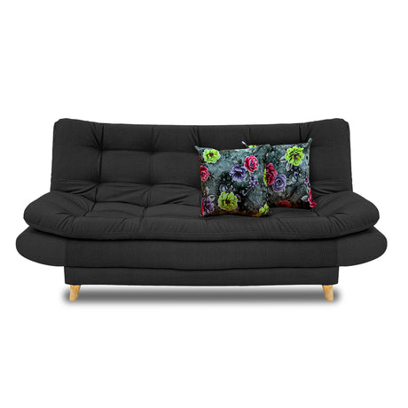 Sofacama Damasco Negro 185x40cm De Cuatro Puestos Reclinable Con 2 Cojines Decorativos - SOFAS Y POLTRONAS | Bylmo