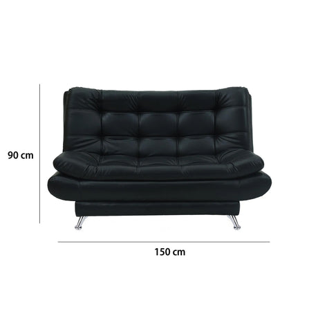 Sala Damasco Negro 150x40cm De Cuatro Puestos Con Sofacama Sillas Auxiliares y Puff - SOFAS Y POLTRONAS | Bylmo