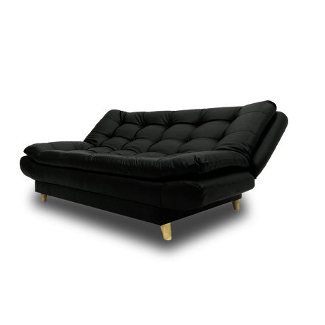 Sala Damasco Negro 180x40cm De Cinco Puestos Con Sofacama Sillas Auxiliares y Puff - SOFAS Y POLTRONAS | Bylmo