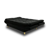 Sala Damasco Negro 180x40cm De Cinco Puestos Con Sofacama Sillas Auxiliares y Puff - SOFAS Y POLTRONAS | Bylmo