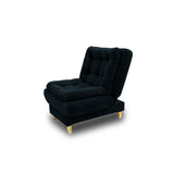 Sala Damasco Negro 180x40cm De Cinco Puestos Con Sofacama Sillas Auxiliares y Puff - SOFAS Y POLTRONAS | Bylmo