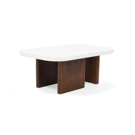 Mesa de Centro Stone Rectangular Blanco y Caoba 80x31.5cm Con Patas - MESAS DE CENTRO | Bylmo