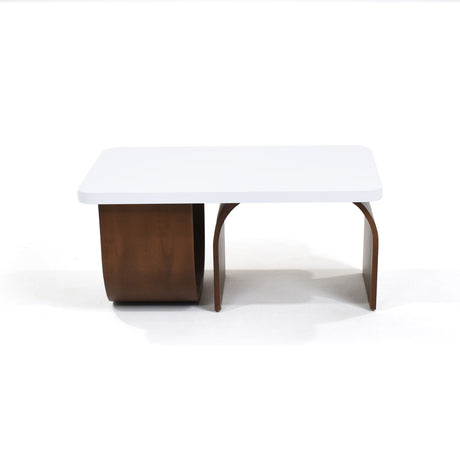 Mesa de Centro Ark Rectangular Blanco y Tabaco 80x37cm Con Patas - MESAS DE CENTRO | Bylmo