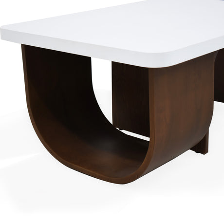 Mesa de Centro Ark Rectangular Blanco y Tabaco 80x37cm Con Patas - MESAS DE CENTRO | Bylmo