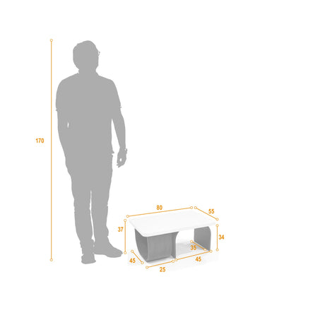 Mesa de Centro Ark Rectangular Blanco y Tabaco 80x37cm Con Patas - MESAS DE CENTRO | Bylmo