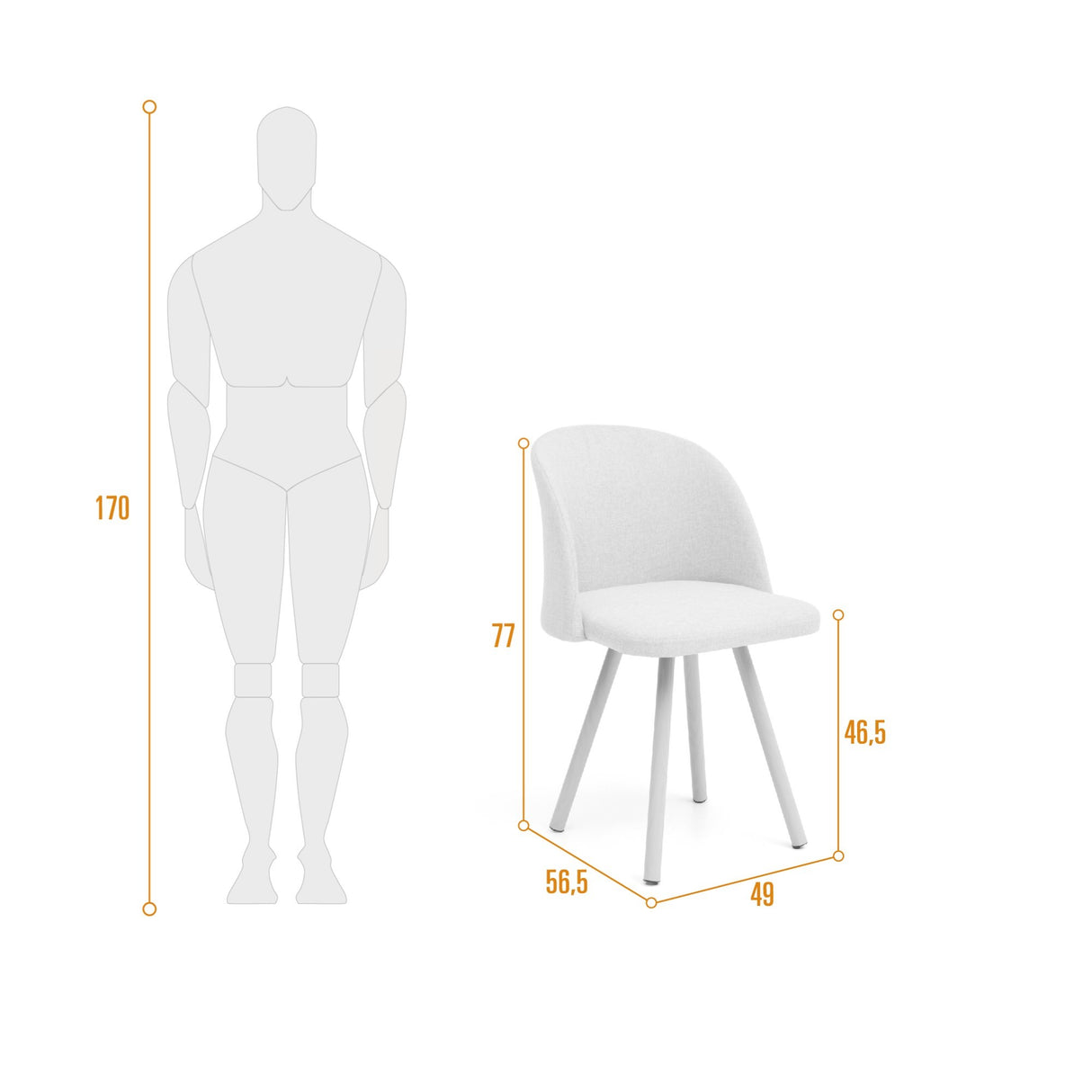 Silla de Comedor Sevilla Plata 49x77cm Asiento Cuadradro - SILLAS Y BUTACOS | Bylmo