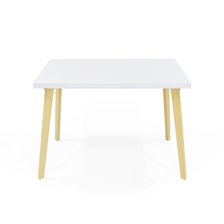 Comedor Rectangular Lugo Blanco y Matiz Natural 110x76cm De Cuatro Puestos Sin Sillas - COMEDORES | Bylmo