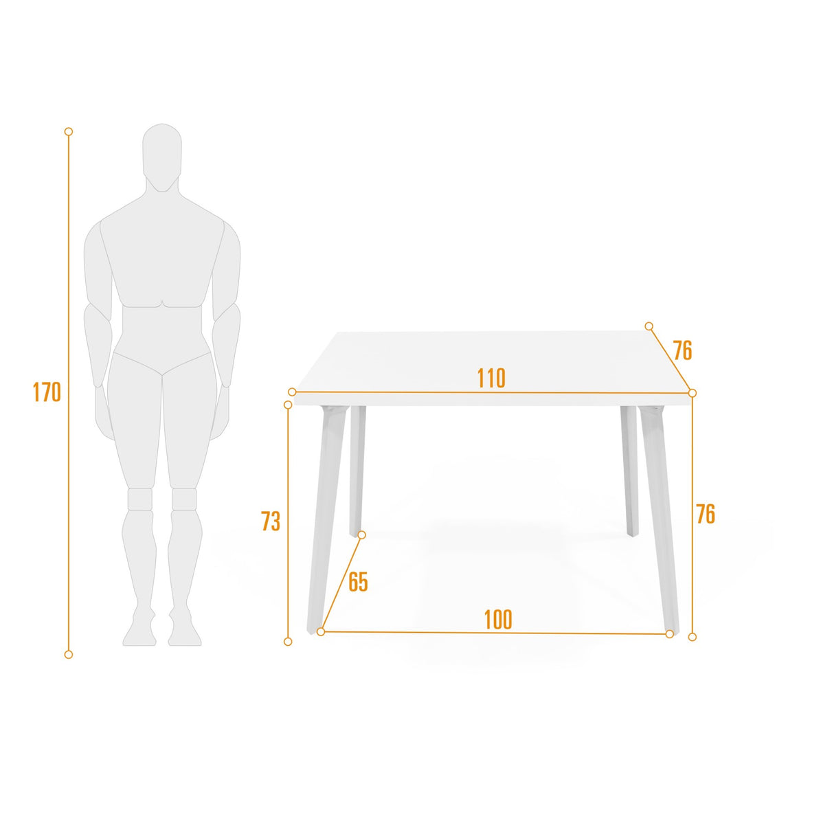 Comedor Rectangular Lugo Blanco y Matiz Natural 110x76cm De Cuatro Puestos Sin Sillas - COMEDORES | Bylmo