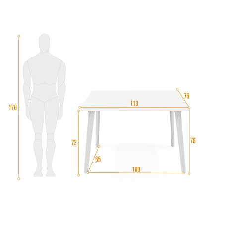 Comedor Rectangular Lugo Blanco y Matiz Natural 110x76cm De Cuatro Puestos Sin Sillas - COMEDORES | Bylmo
