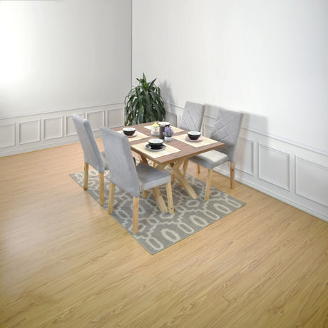 Combo Comedor Rectangular Astoria Plata y Mácula 120x71cm De Cuatro Puestos Con Cuatro Sillas - COMEDORES | Bylmo