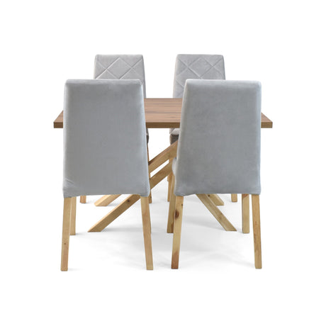 Combo Comedor Rectangular Astoria Plata y Mácula 120x71cm De Cuatro Puestos Con Cuatro Sillas - COMEDORES | Bylmo