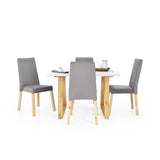 Combo Comedor Rectangular Andara Plata y Blanco 120x75.5cm De Cuatro Puestos Con Cuatro Sillas - COMEDORES | Bylmo