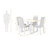 Combo Comedor Rectangular Andara Plata y Blanco 120x75.5cm De Cuatro Puestos Con Cuatro Sillas - COMEDORES | Bylmo