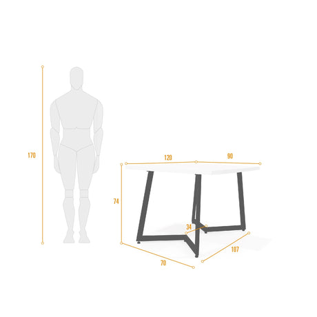 Comedor Rectangular Rio Duna y Negro Metálico 120x74cm De Cuatro Puestos Sin Sillas - COMEDORES | Bylmo