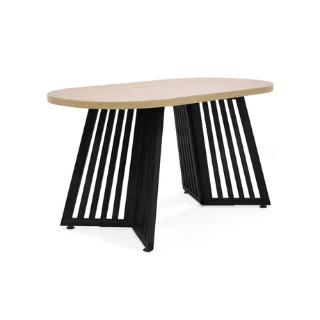 Comedor Ovalado Wisconsin Duna y Matiz Negro 150x75cm De Cuatro Puestos Sin Sillas - COMEDORES | Bylmo