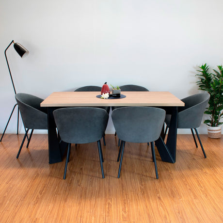 Comedor Rectangular Brixton Duna y Matiz Negro 160x74cm De 6 Puestos Sin Sillas - COMEDORES | Bylmo