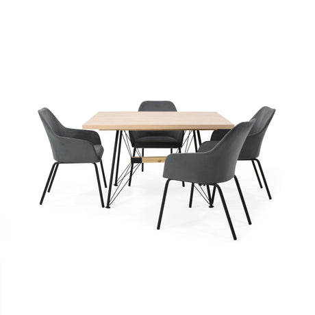 Combo Comedor Rectangular Falcon Gris y Duna 120x74cm De Cuatro Puestos Con Cuatro Sillas - COMEDORES | Bylmo